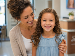Child smiling with early signs of developing orthodontic concerns